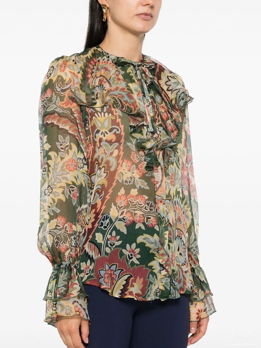 Cheap ruffled-detail crepon ETRO Women shirt 0304