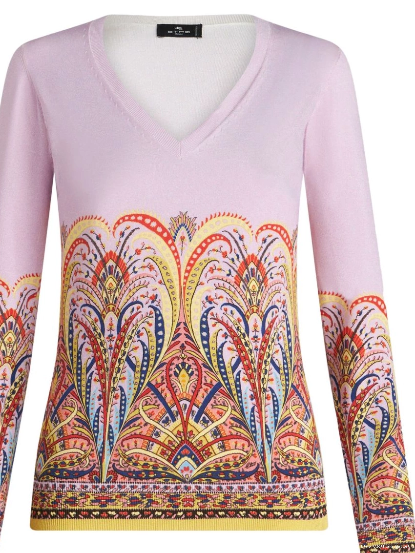 Affordable ETRO V-neck jumper Women paisley-print 0304