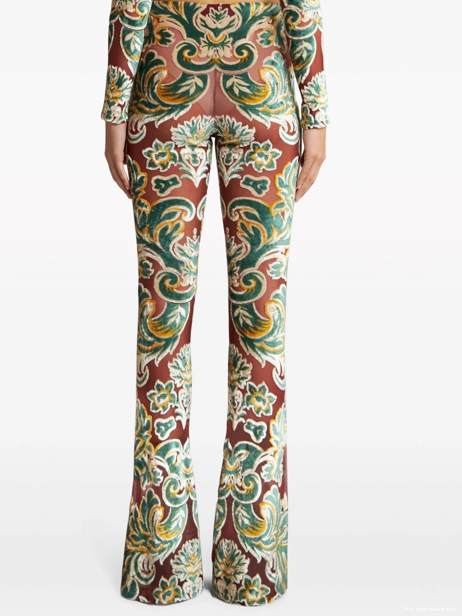 Cheap Women velvet flared jacquard ETRO trousers 0304