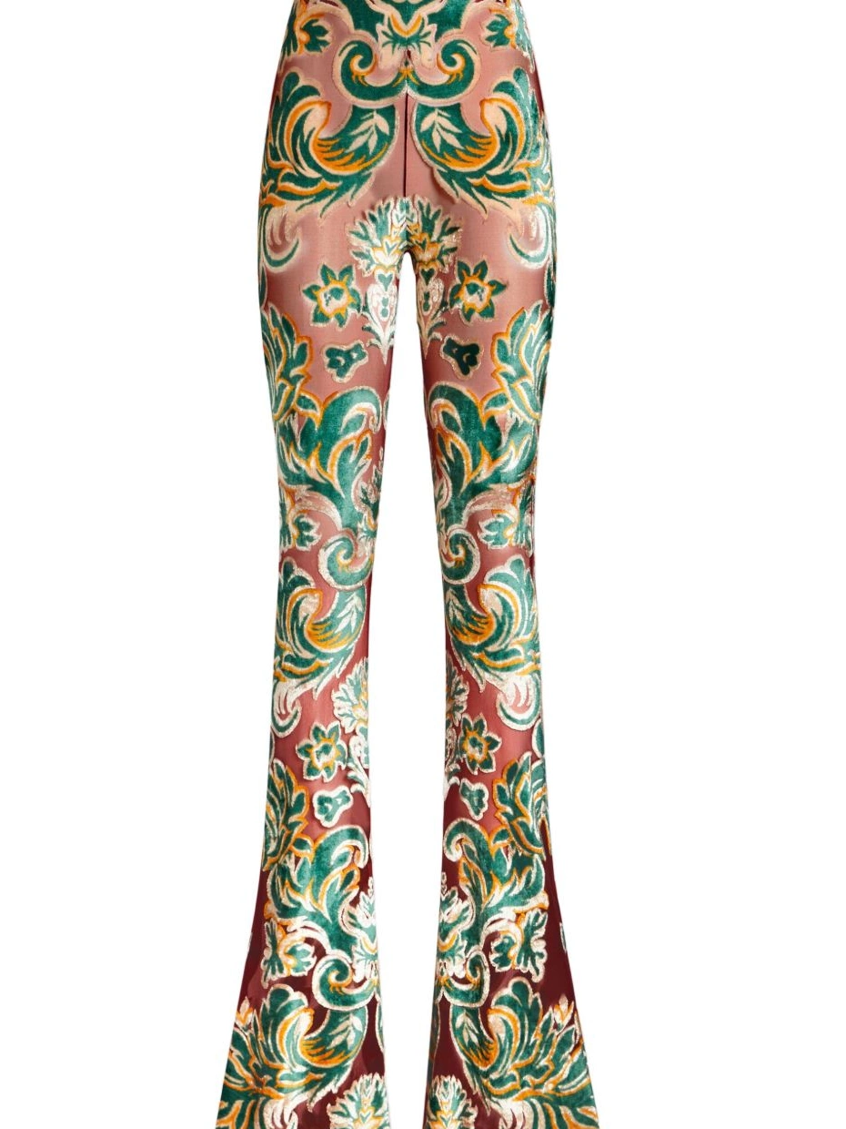 Cheap Women velvet flared jacquard ETRO trousers 0304