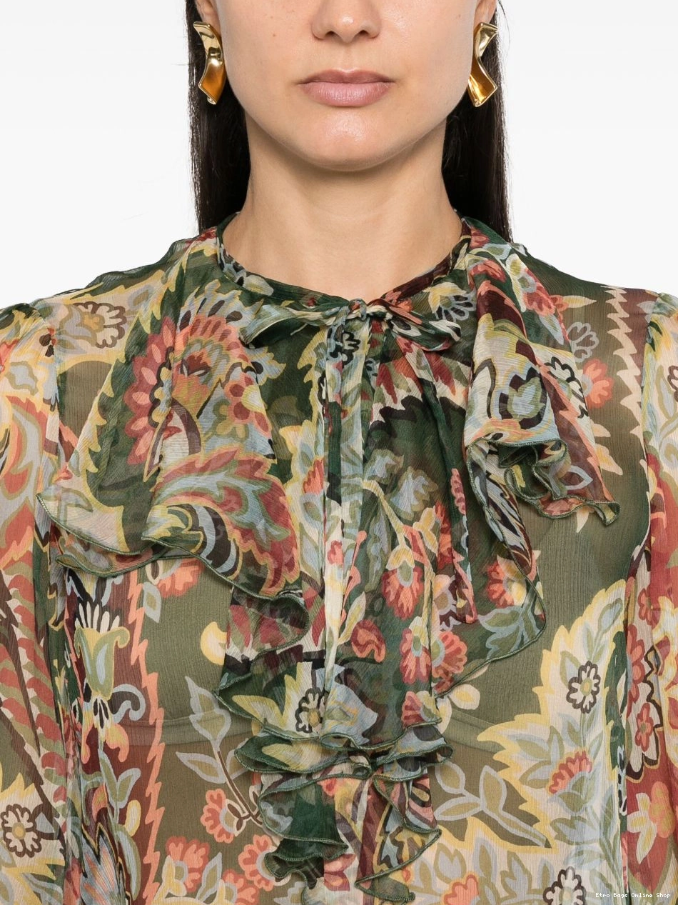 Cheap ruffled-detail crepon ETRO Women shirt 0304