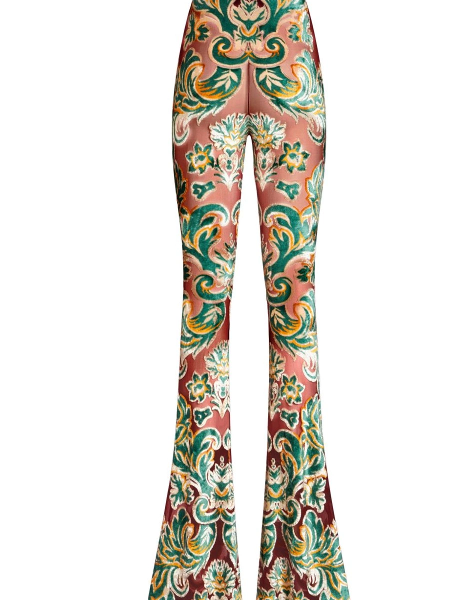 Cheap Women velvet flared jacquard ETRO trousers 0304