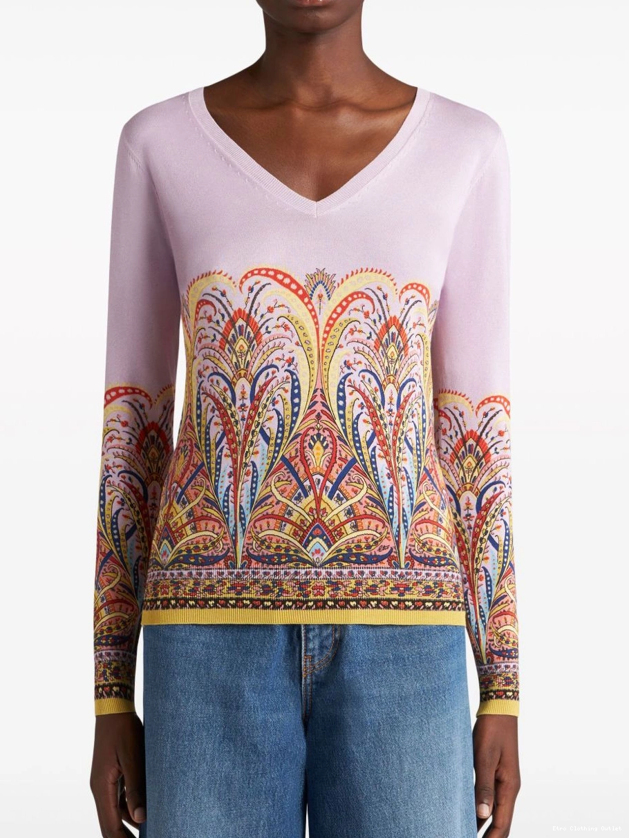 Affordable ETRO V-neck jumper Women paisley-print 0304